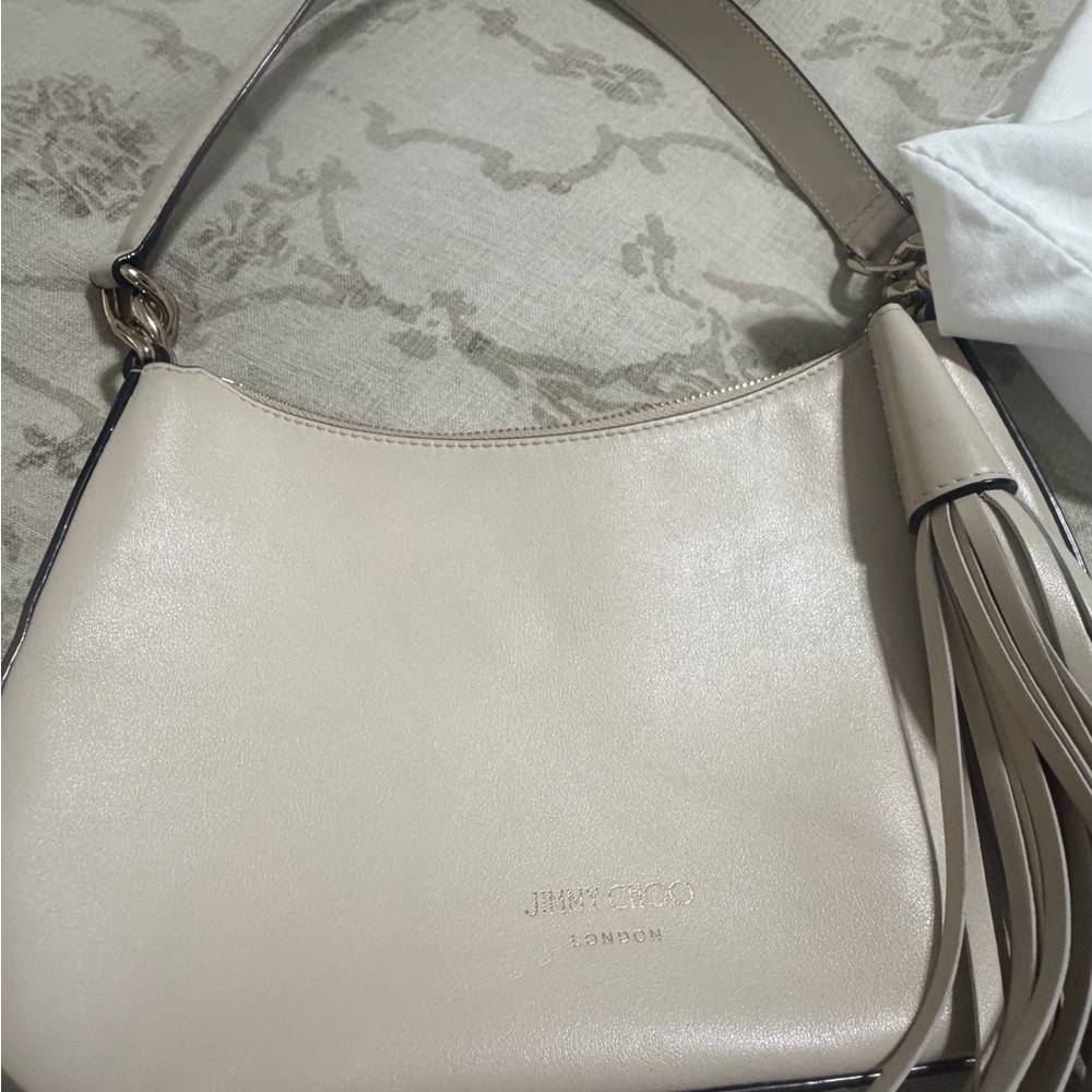 Jimmy Choo Cream Shoulder Bag with Tassel - Picture 2 of 7